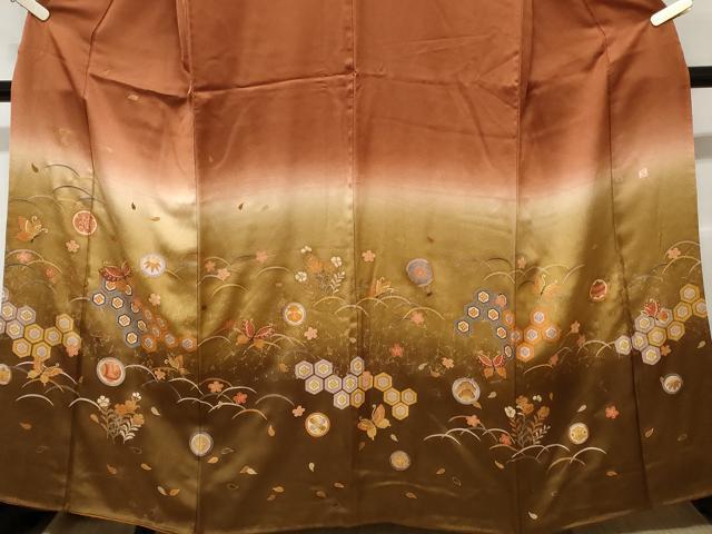 平和屋着物■訪問着 作家物 宝尽くし花蝶文 暈し染め 金彩 正絹 逸品 CABD3217ev