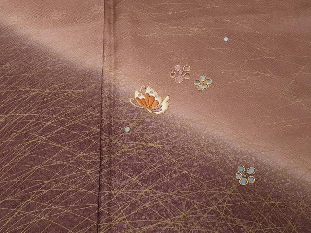 平和屋着物■訪問着 駒刺繍 花蝶文 暈し染め 金彩 正絹 逸品 未使用 CABD3233ev