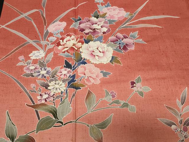 平和屋着物■訪問着 作家物 紬地 枝花文 金彩 正絹 逸品 CABD3240ev