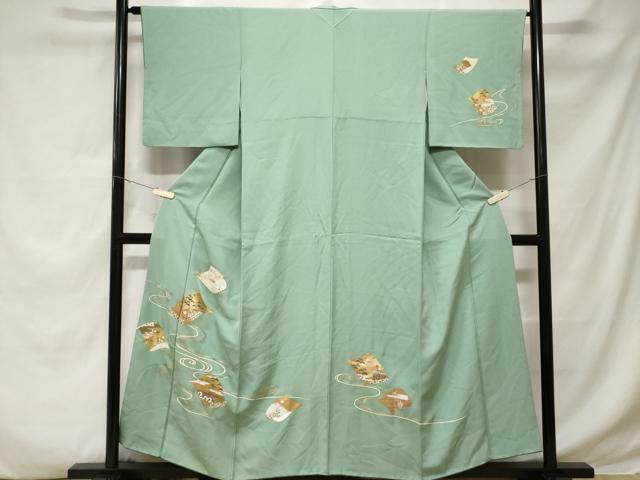 平和屋着物■訪問着 駒刺繍 色紙風景文 金彩 正絹 逸品 CABD3260ev