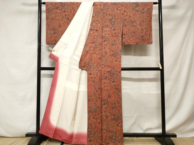 平和屋着物■上質な小紋 花唐草文 金彩 正絹 逸品 CABD3279ev