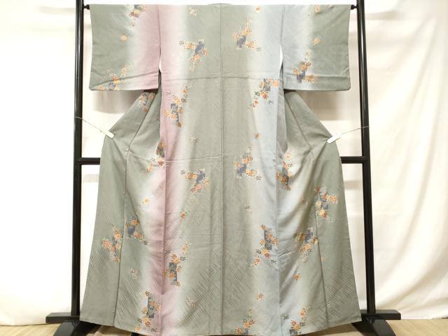 平和屋着物■上質な小紋 短冊枝花文 暈し染め 金彩 正絹 逸品 CABD3324ev