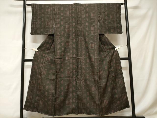 平和屋着物■上質な紬 草花間道 正絹 逸品 CABD3339ev
