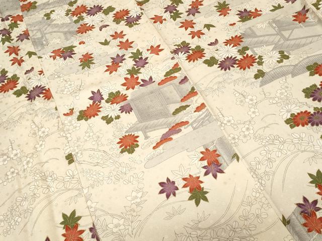 平和屋着物■上質な小紋 風景文 金彩 正絹 逸品 CABD3354ev