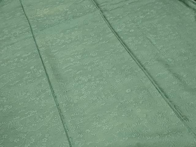 平和屋着物■上質な色無地 流水草花地紋 錆浅葱色 正絹 逸品 CABD3422ev