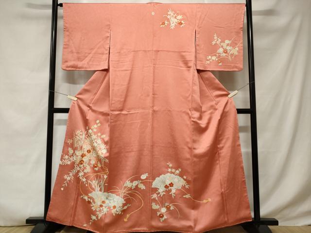 平和屋着物■訪問着 駒刺繍 御所車花文 金彩 正絹 逸品 CABD3427ev