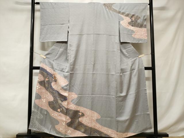 平和屋着物■訪問着 刺繍 絞り 道長花籠文 金彩 正絹 逸品 CABD3444ev
