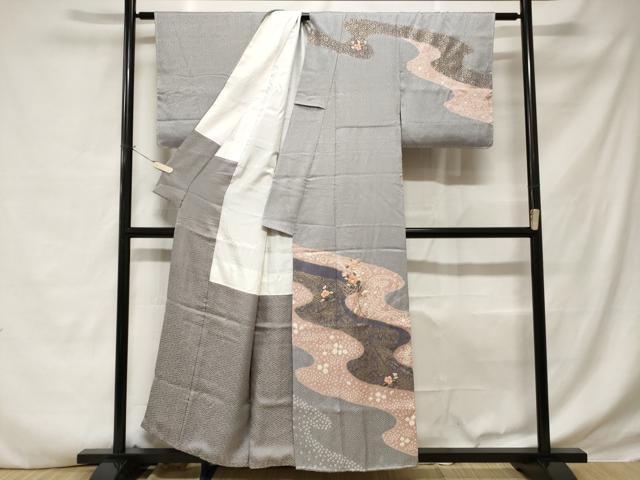 平和屋着物■訪問着 刺繍 絞り 道長花籠文 金彩 正絹 逸品 CABD3444ev