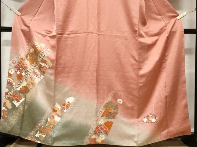平和屋着物■訪問着 松竹梅花文 暈し染め 金彩 正絹 逸品 CABD3468ev