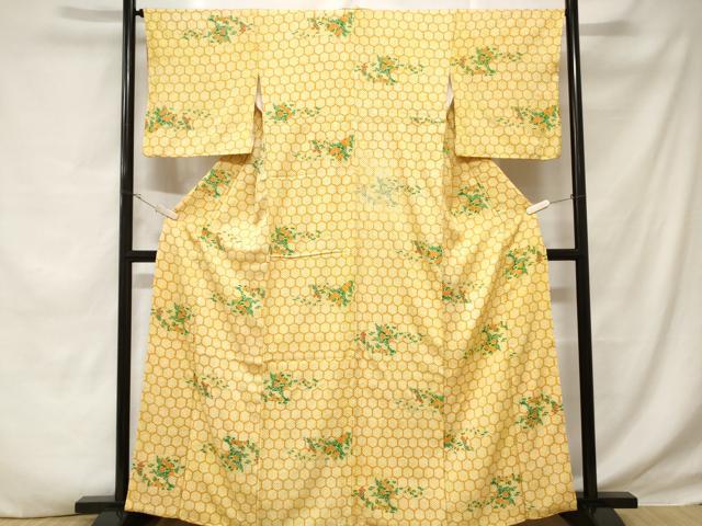 平和屋着物■上質な小紋 総絞り 亀甲草花文 やまと誂製 正絹 逸品 CABD3475ev