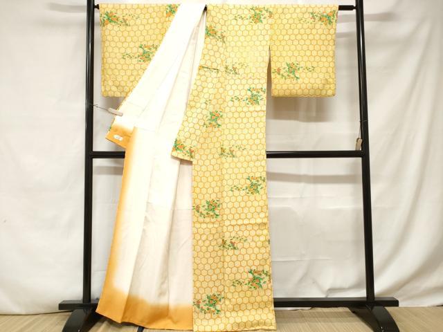 平和屋着物■上質な小紋 総絞り 亀甲草花文 やまと誂製 正絹 逸品 CABD3475ev