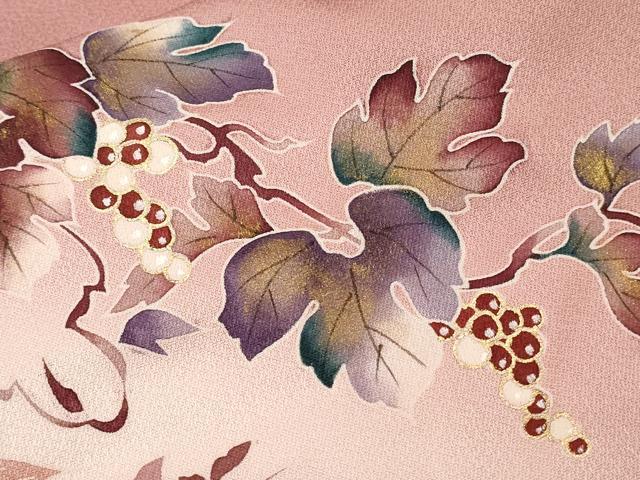 平和屋着物■訪問着 葡萄蔦の葉花文 暈し染め 金彩 まるやま扱い 正絹 逸品 CABD3509ev