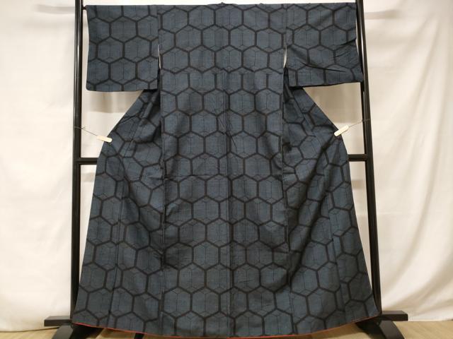 平和屋着物■上質な紬 亀甲文 正絹 逸品 CABD3537ev