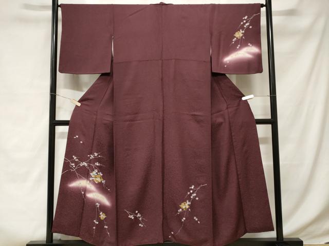 平和屋着物■訪問着 駒刺繍 松皮菱枝花文 暈し染め 金彩 正絹 逸品 CABD3643ev