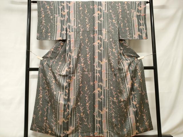 平和屋着物■上質な小紋 笹竹花文 正絹 逸品 CABD3685ev
