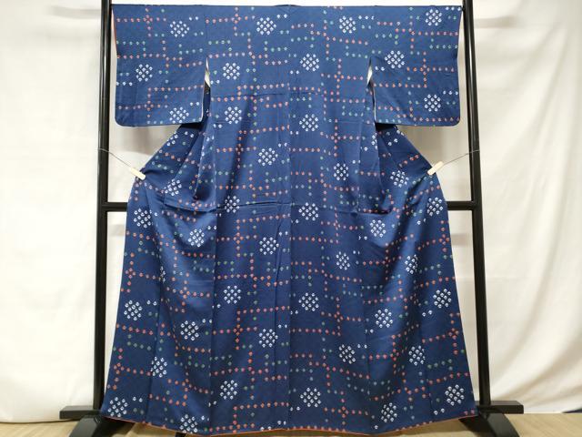 平和屋着物■上質な小紋 絞り 幾何学文様 正絹 逸品 CABD3689ev