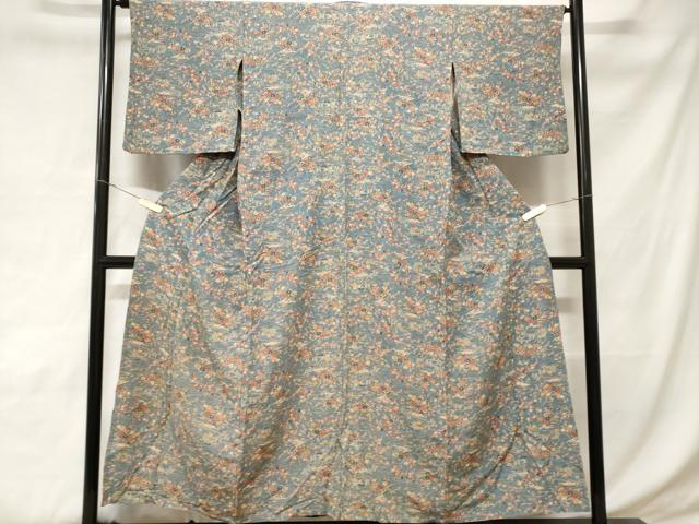 平和屋着物■上質な小紋 流水草花文 胴抜き仕立て 正絹 逸品 CABD3695ev