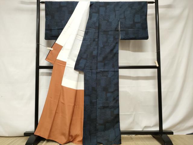 平和屋着物■上質な紬 色紙重ね花文 正絹 逸品 CABD3715ev