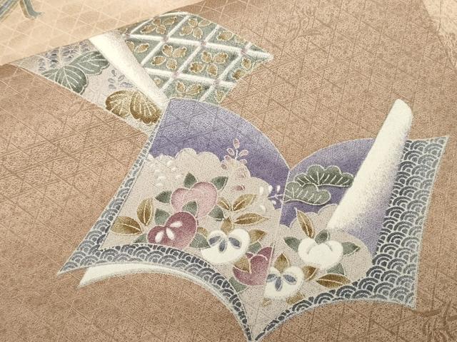 平和屋着物■訪問着 鴛鴦冊子花文 文箱 暈し染め 正絹 逸品 CABD3758ev