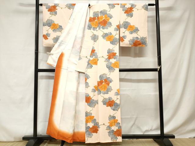 平和屋着物■上質な小紋 蔦の葉花文 正絹 逸品 CABD3794ev