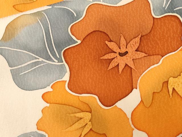 平和屋着物■上質な小紋 蔦の葉花文 正絹 逸品 CABD3794ev