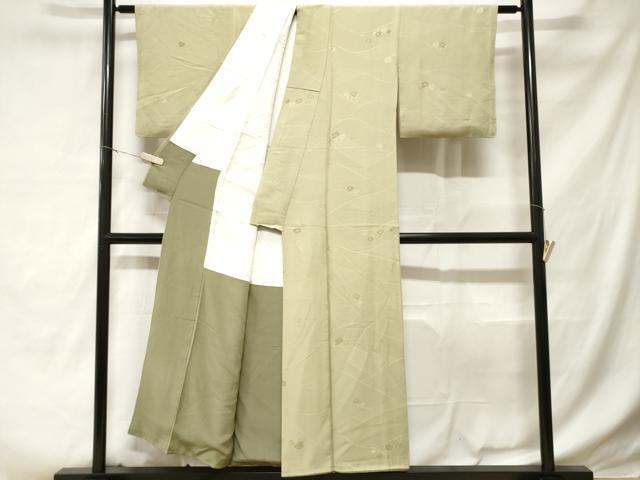 平和屋着物■上質な色無地 樹林地紋 柳茶色 正絹 逸品 CABD3851ev