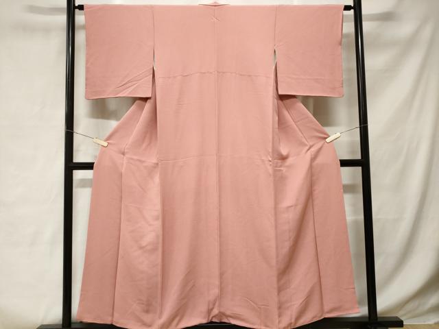 平和屋着物■上質な色無地 丸地紋 鴇色 正絹 逸品 CABD3853ev