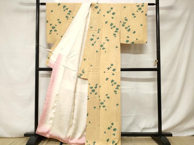 平和屋着物■上質な小紋 舞葉文 正絹 逸品 CABD3872ev