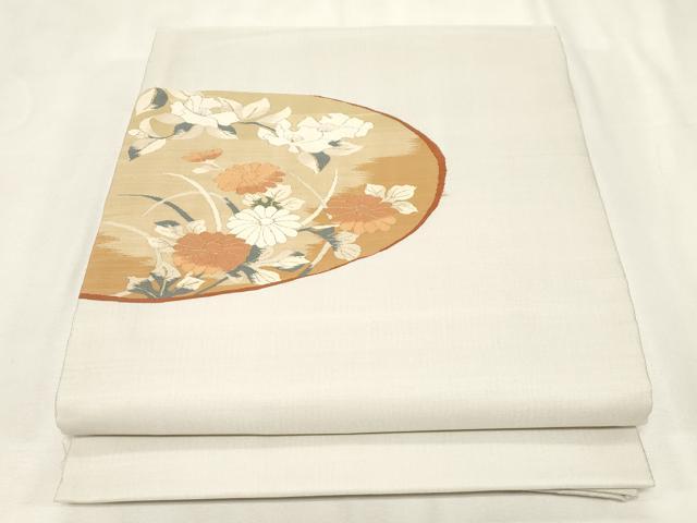 平和屋着物▼明綴れ 太鼓柄 京袋帯 草花丸文 金糸 正絹 逸品 CABD4013dy