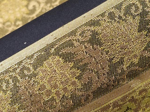 平和屋着物●九寸名古屋帯 横段草花文 金糸 正絹 逸品 CABD4031dy