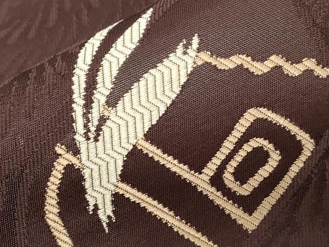 平和屋着物●九寸名古屋帯 幾何学 兎 正絹 逸品 CABD4043dy
