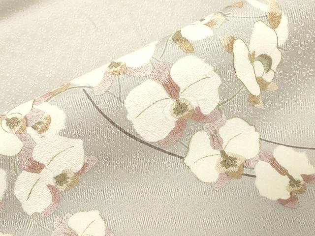 平和屋着物●中国人間国宝 将雪英 九寸名古屋帯 刺繍 胡蝶蘭 金糸 正絹 逸品 CABD4044dy