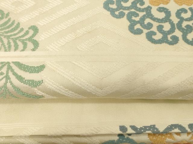 平和屋着物●西陣 川島織物 九寸開き名古屋帯 唐織 草花丸文 正絹 逸品 CABD4054dy