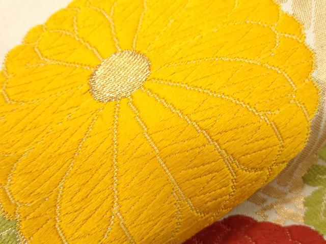 平和屋着物●六通柄袋帯 唐織 籬草花文 金糸 正絹 逸品 CABD4059dy