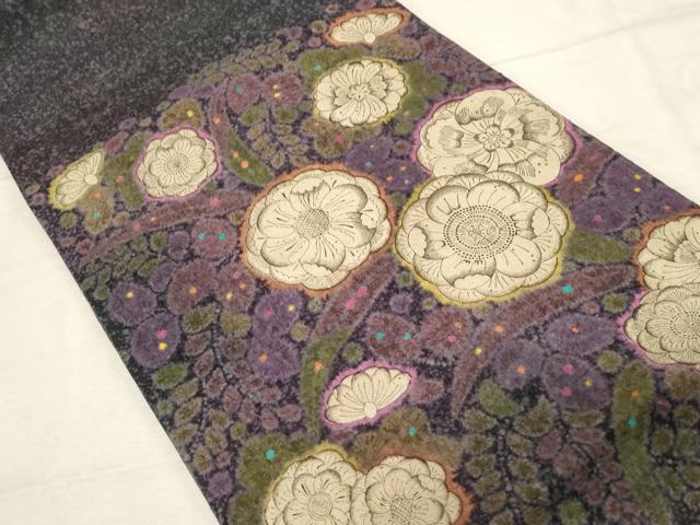 平和屋着物●六通柄袋帯 紬地 絞り 辻が花 正絹 逸品 CABD4072dy