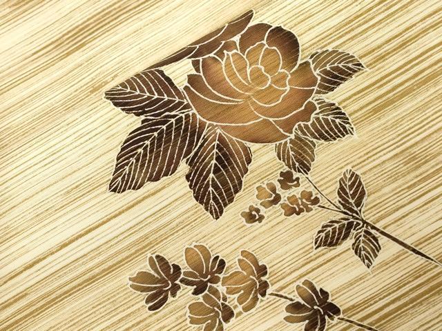 平和屋着物●塩瀬 九寸名古屋帯 草花文 金彩 正絹 逸品 CABD4099dy