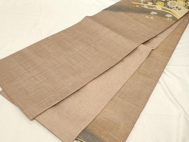 平和屋着物▽太鼓柄袋帯 スリーシーズン 春夏秋 すくい織 立波草花文 金銀糸 正絹 逸品 CABD4135dy