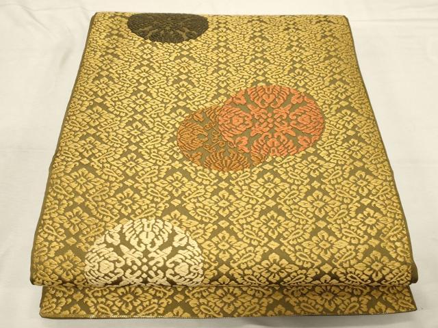 平和屋着物●六通柄袋帯 唐織 吉祥花丸文 正絹 逸品 CABD4151dy