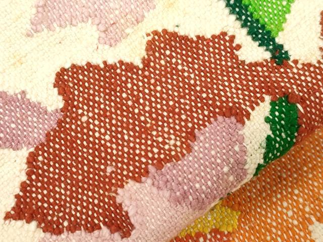 平和屋着物●八寸名古屋帯 紬地 草花文 正絹 逸品 CABD4200dy