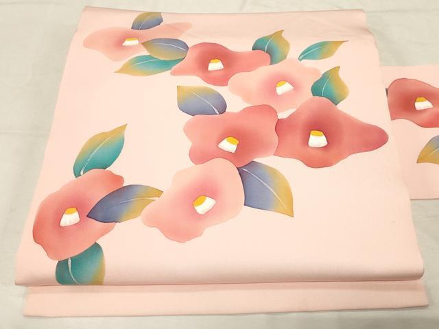 平和屋着物●塩瀬 九寸名古屋帯 椿 正絹 逸品 CABD4223dy