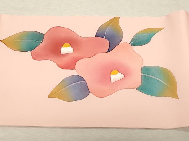 平和屋着物●塩瀬 九寸名古屋帯 椿 正絹 逸品 CABD4223dy
