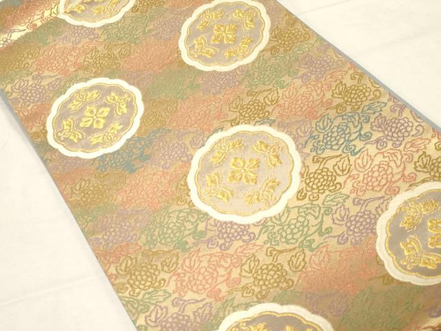 平和屋着物●六通柄袋帯 紗綾織 唐草地窠に丁字文 金糸 正絹 逸品 CABD4247dy