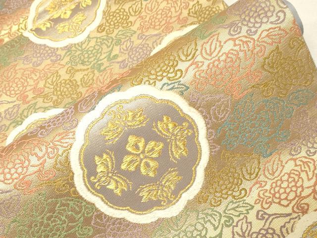 平和屋着物●六通柄袋帯 紗綾織 唐草地窠に丁字文 金糸 正絹 逸品 CABD4247dy
