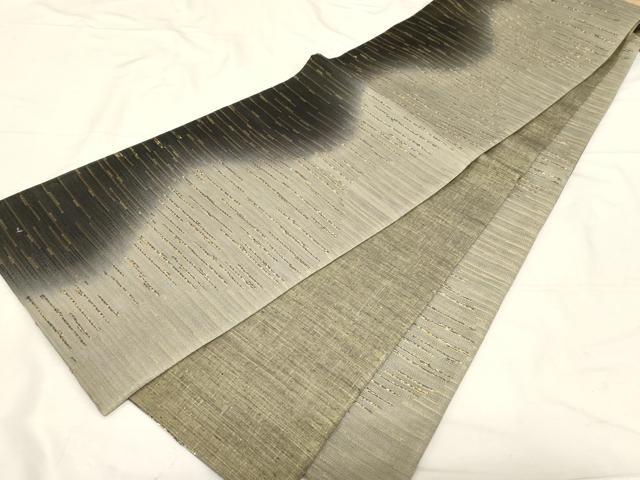平和屋着物▽全通柄袋帯 スリーシーズン 春夏秋 横段霞文 金糸 正絹 逸品 CABD4271dy