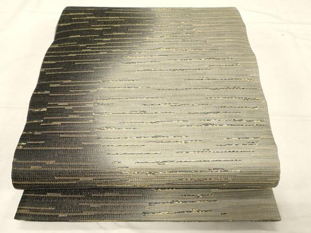 平和屋着物▽全通柄袋帯 スリーシーズン 春夏秋 横段霞文 金糸 正絹 逸品 CABD4271dy