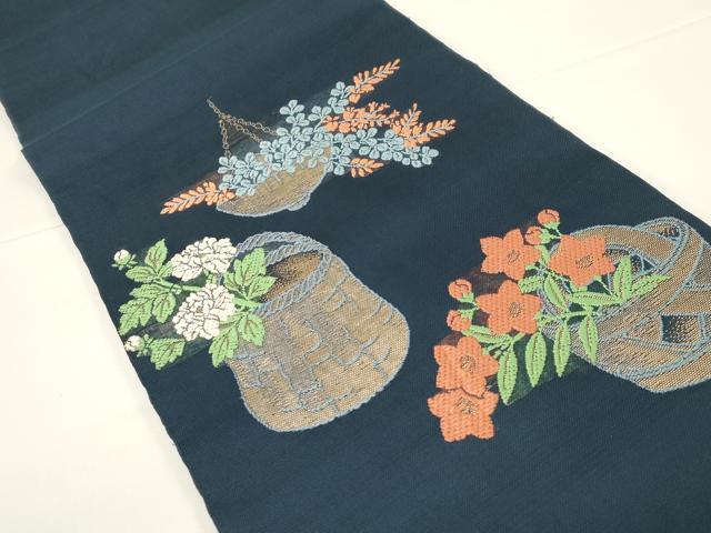 平和屋着物●西陣 川島織物 六通柄 本袋帯 唐織 花籠文 金糸 関西仕立て 正絹 逸品 CABD4284dy