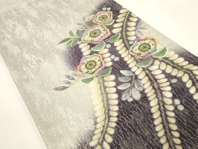 平和屋着物●六通柄袋帯 作家物 辻が花 銀通し地 正絹 逸品 CABD4287dy