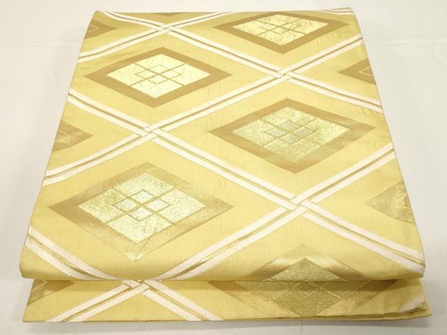 平和屋着物●西陣 白綾苑大庭 六通柄袋帯 菱文 金糸 正絹 逸品 CABD4291dy