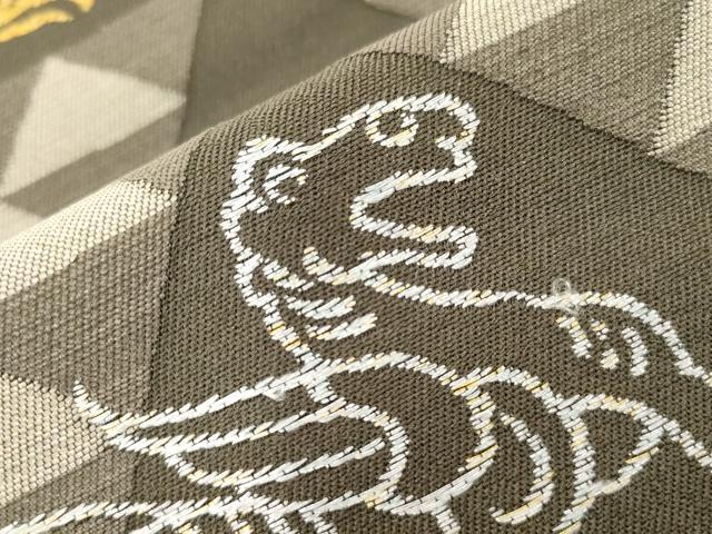 平和屋着物●つけ帯 鳥獣文 金糸 正絹 逸品 CABD4304dy