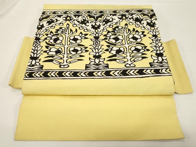 平和屋着物●塩瀬 つけ帯 草花文 正絹 逸品 CABD4305dy